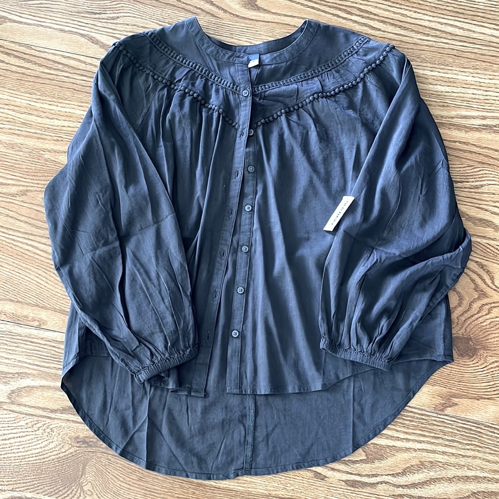Brand New With Tags Charcoal Old Navy Pom Pom Button Down Shirt